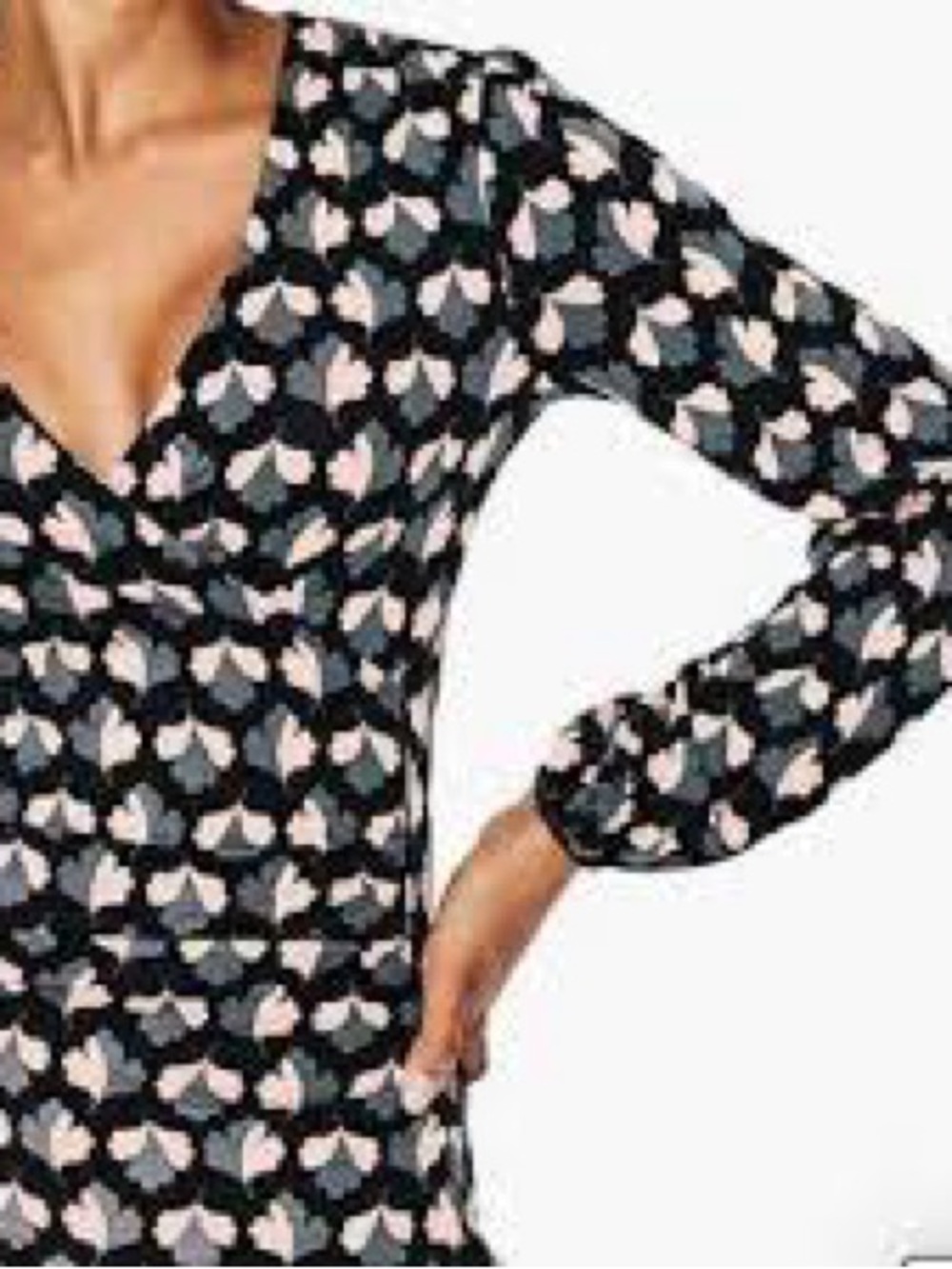 Boden Elodie Wrap Dress with Blush Pink Heart Print